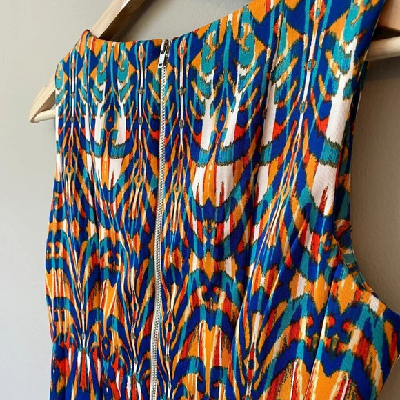 Gabby Skye Women's 4P Petite Sleeveless Patterned Fit and Flare Multicolor Dress - Picture 14 of 16